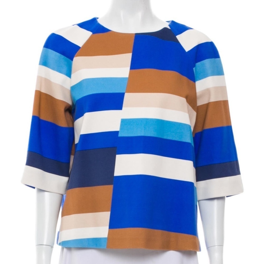 Lisa Perry Multi Color Striped Crewneck Top
